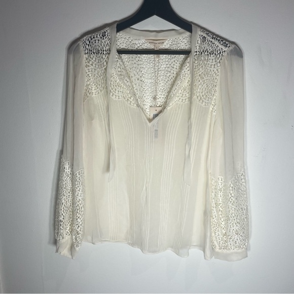 NWT Rebecca Taylor Cream Lace Blouse - Picture 1 of 5